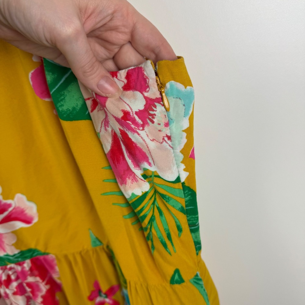 Old Navy Womens Floral Sundress Sz XXL Yellow Sleeveless Summer Tropical Beachy - Picture 3 of 12